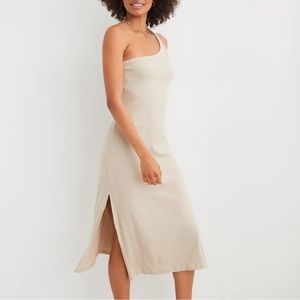 Aerie One Shoulder Ribbed Midi Dress